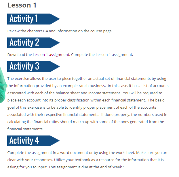 Solved Lesson 1 Activity 1 Review the chapters1-4 and | Chegg.com