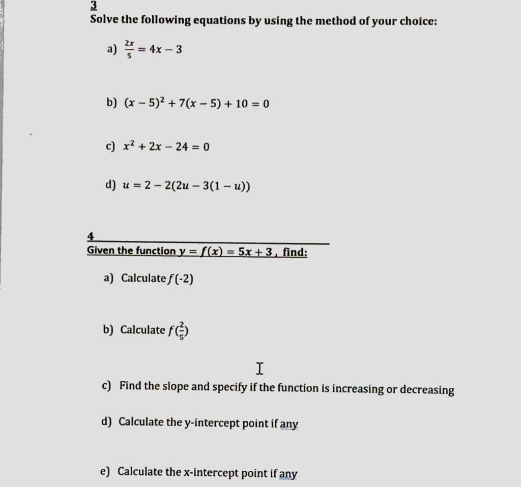 Solved 3 Solve the following equations by using the method | Chegg.com