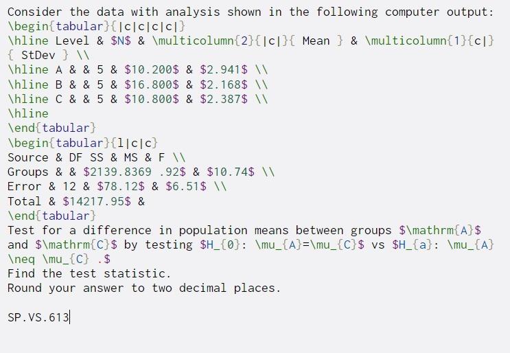 Solved Consider the data with analysis shown in the | Chegg.com