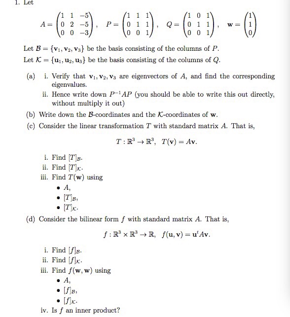 Solved Let A = (1 1 -5 0 2 -5 0 0 -3), P = (1 1 1 0 1 1 | Chegg.com