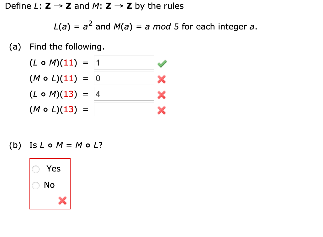 Solved Define L:Z→Z and M:Z→Z by the rules L(a)=a2 and | Chegg.com
