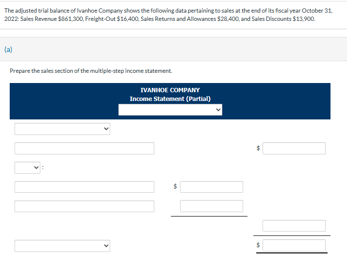 Solved The adjusted trial balance of Ivanhoe Company shows | Chegg.com