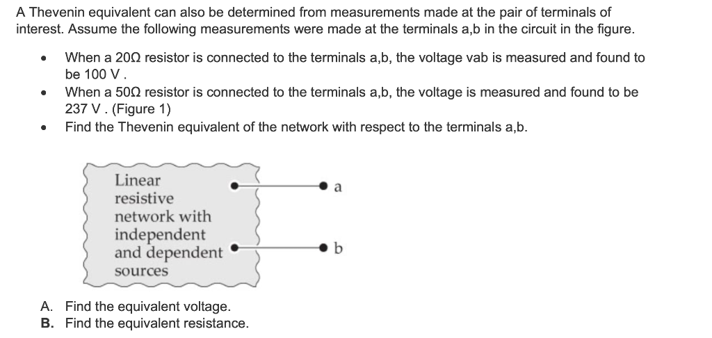 Solved A Thevenin Equivalent Can Also Be Determined From | Chegg.com