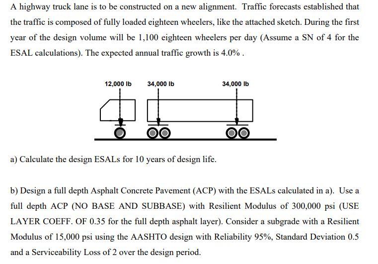 A highway truck lane is to be constructed on a new | Chegg.com