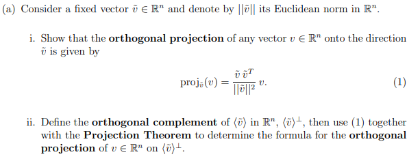 A Consider A Fixed Vector U Er And Denote By Chegg Com