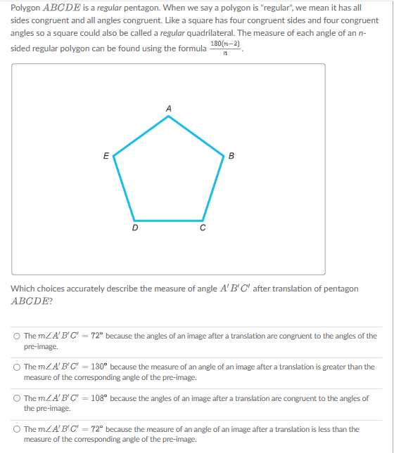 Solved Polygon ABCDE is a regular pentagon. When we say a | Chegg.com