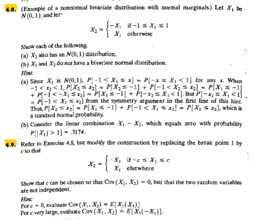 Solved 4.8. (Example of a nonnormal bivariate distribution | Chegg.com