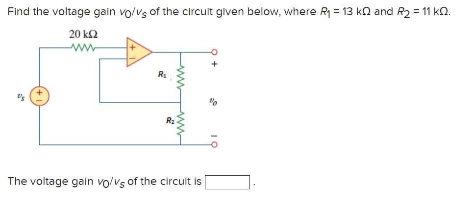 Solved Find the voltage gain v0/vs of the circuit | Chegg.com