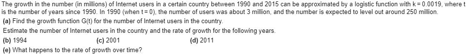 Solved The growth in the number in millions) of Internet | Chegg.com
