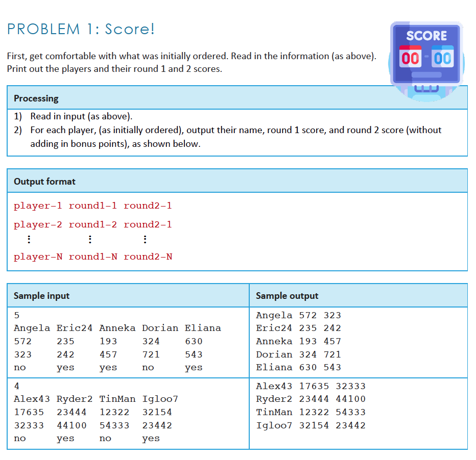 Solved PROBLEM 1: Score! SCORE First, Get Comfortable With | Chegg.com