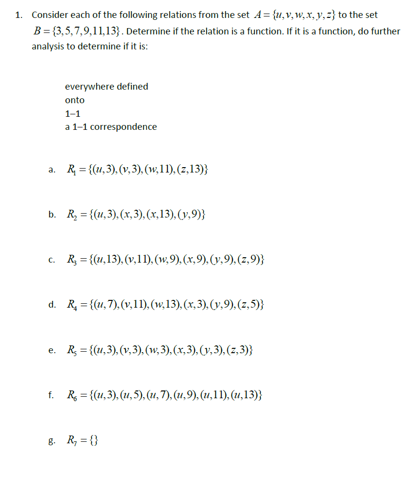 Solved 1. Consider Each Of The Following Relations From The | Chegg.com