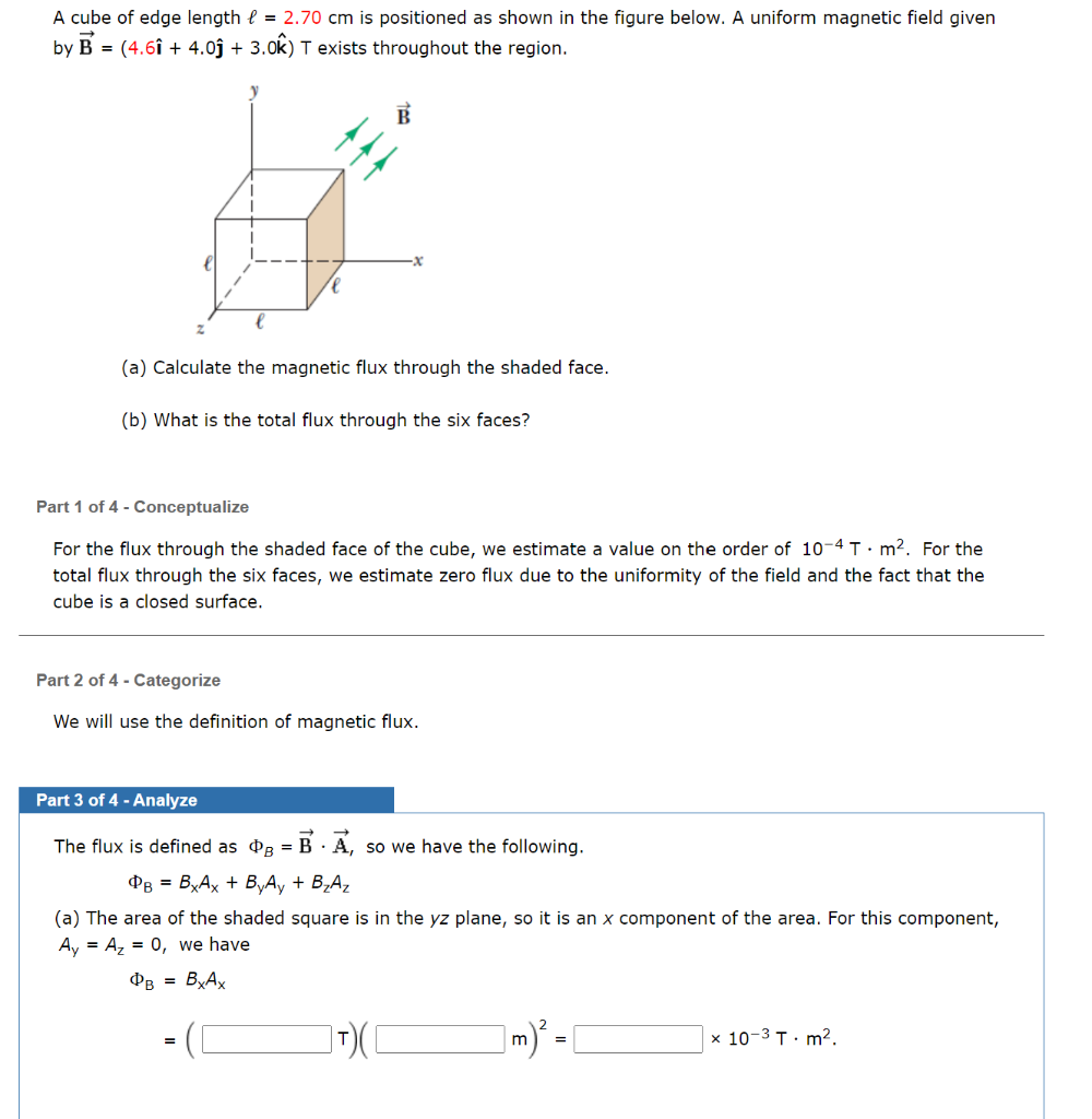 A Cube Of Edge Length L 2 70 Cm Is Positioned As Chegg Com
