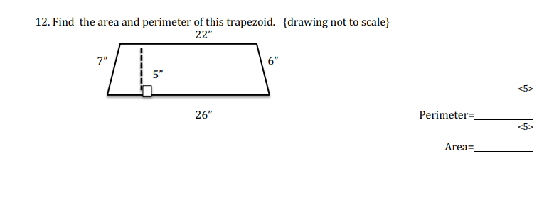 Solved 12. Find the area and perimeter of this trapezoid. | Chegg.com