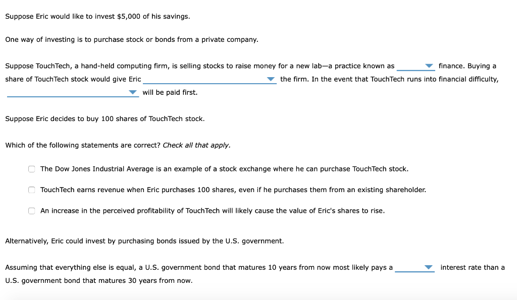 Solved DROPDOWN 1: (debt/equity) DROPDOWN 2: (can IOU, or | Chegg.com