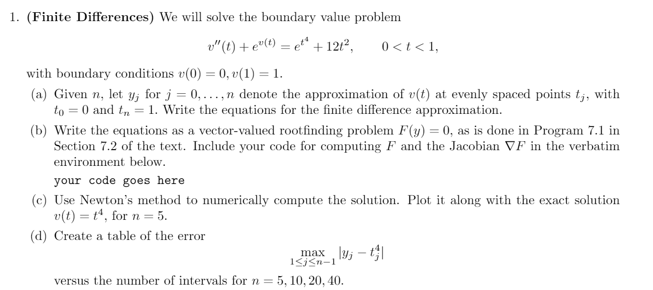 1. (Finite Differences) We will solve the boundary | Chegg.com