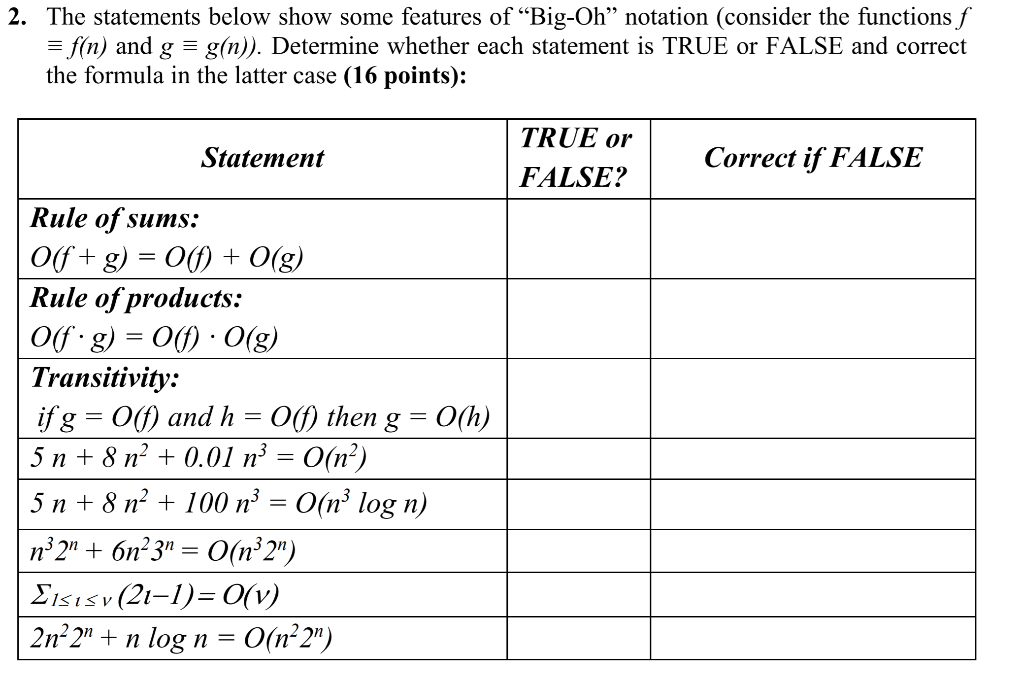 Solved 2 The Statements Below Show Some Features Of Big Chegg Com