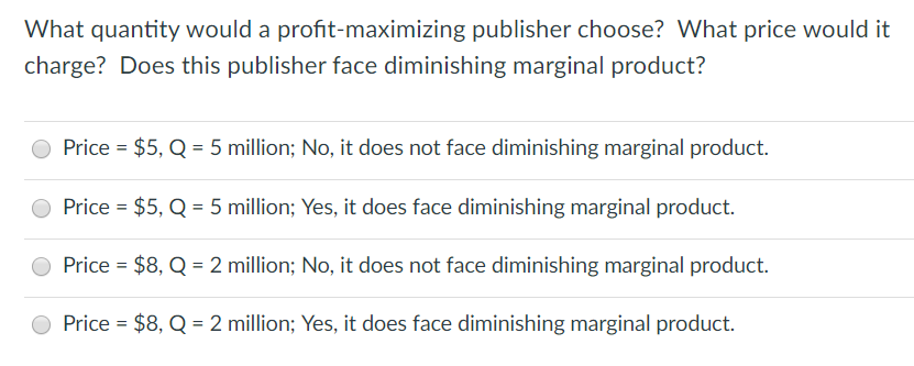 Solved Question 11 1 Pts A Publisher Faces The Following | Chegg.com