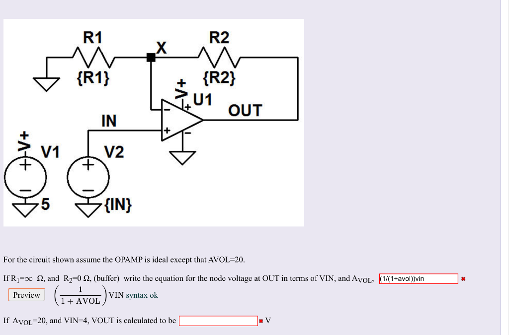 Solved R1 R2 {R1} {R2} 01 OUT IN {IN} For the circuit shown | Chegg.com