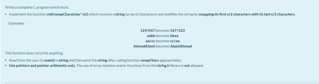 Solved Write a complete C program which must: • Implement | Chegg.com