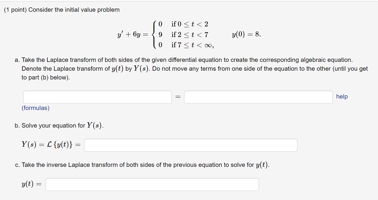 Solved (1 point) Consider the initial value problem | Chegg.com