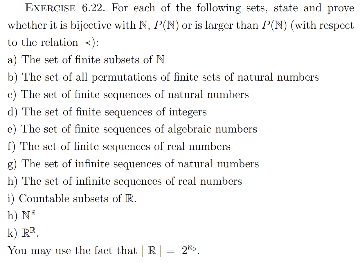 Solved EXERCISE 6.22. For each of the following sets, state | Chegg.com