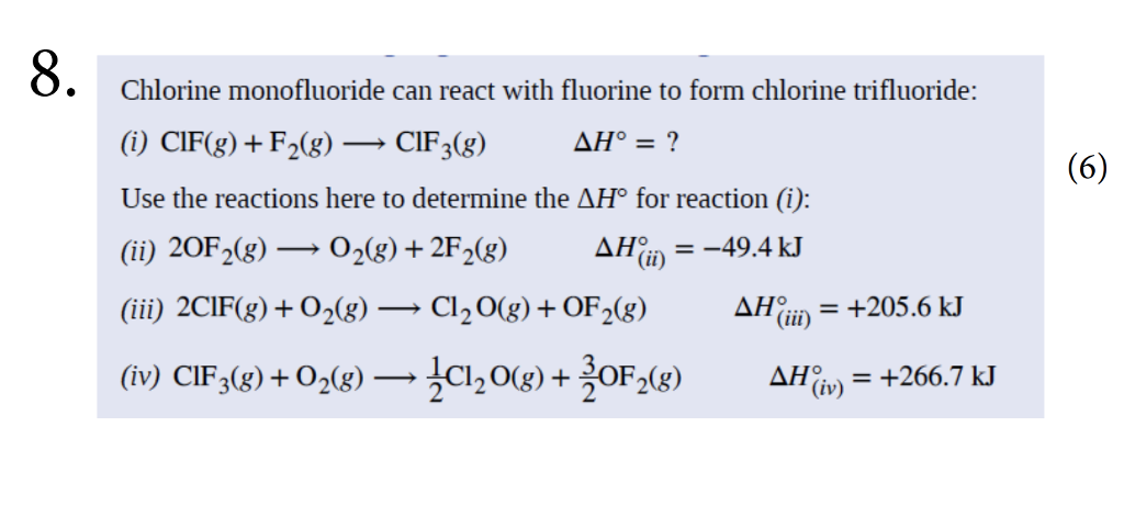 Solved Chlorine monofluoride can react with fluorine to Chegg com