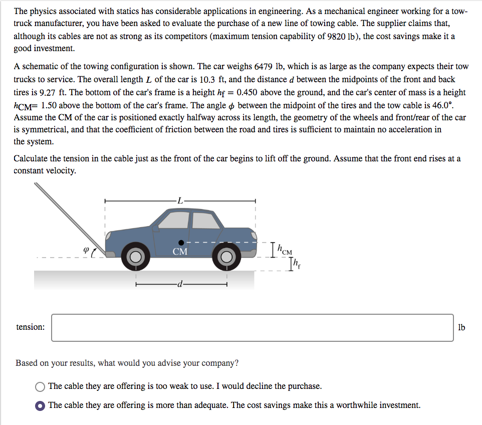 Statics Car Trunk Problem Solved The physics associated with statics has | Chegg.com