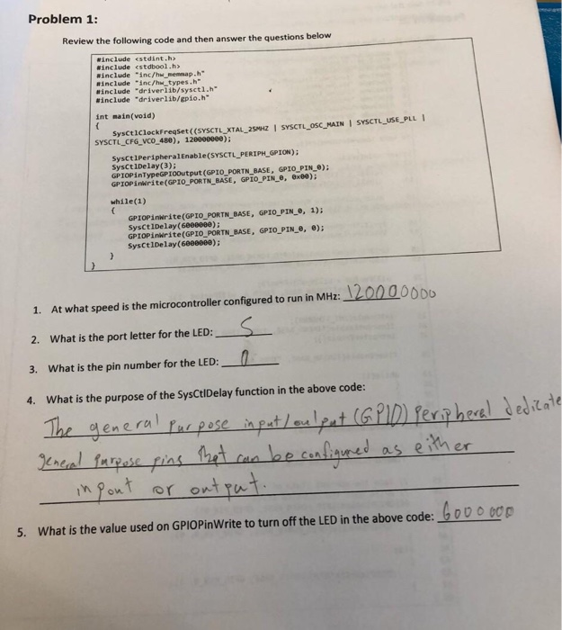 Solved Problem 1: Review the following code and then answer | Chegg.com