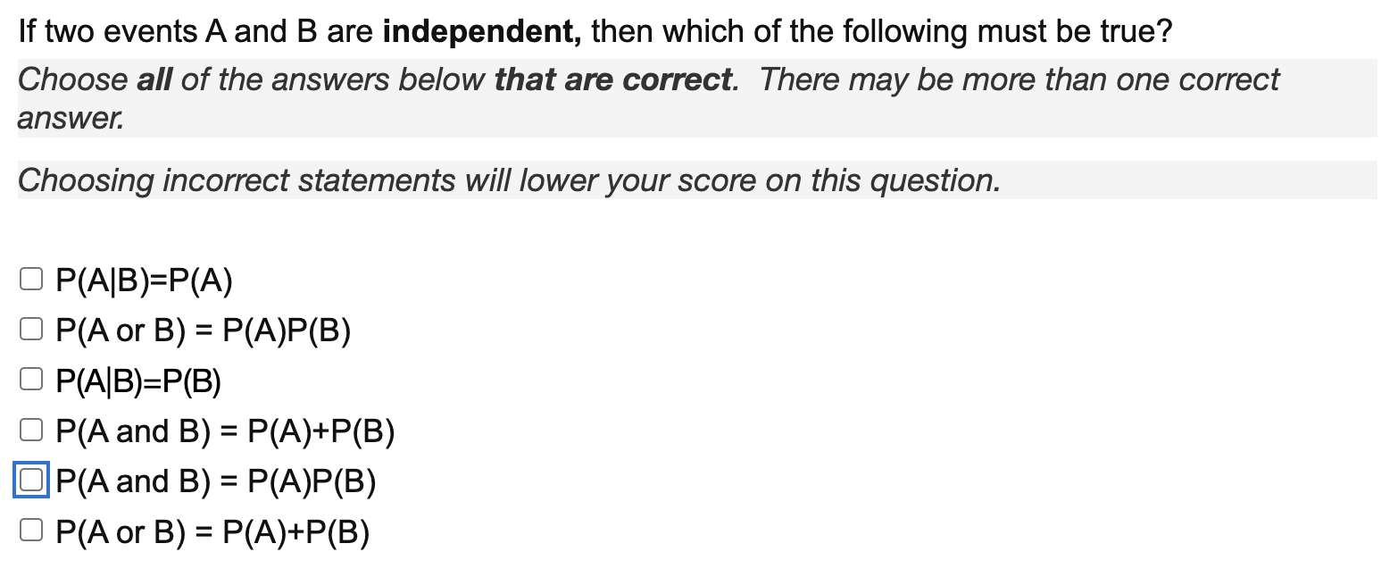 Solved If Two Events A And B Are Independent, Then Which Of | Chegg.com