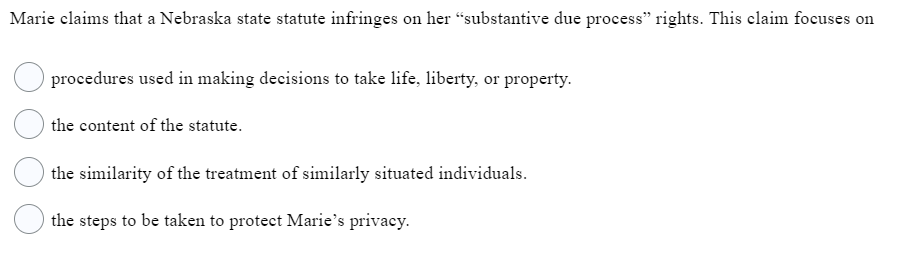 Solved Marie claims that a Nebraska state statute infringes 