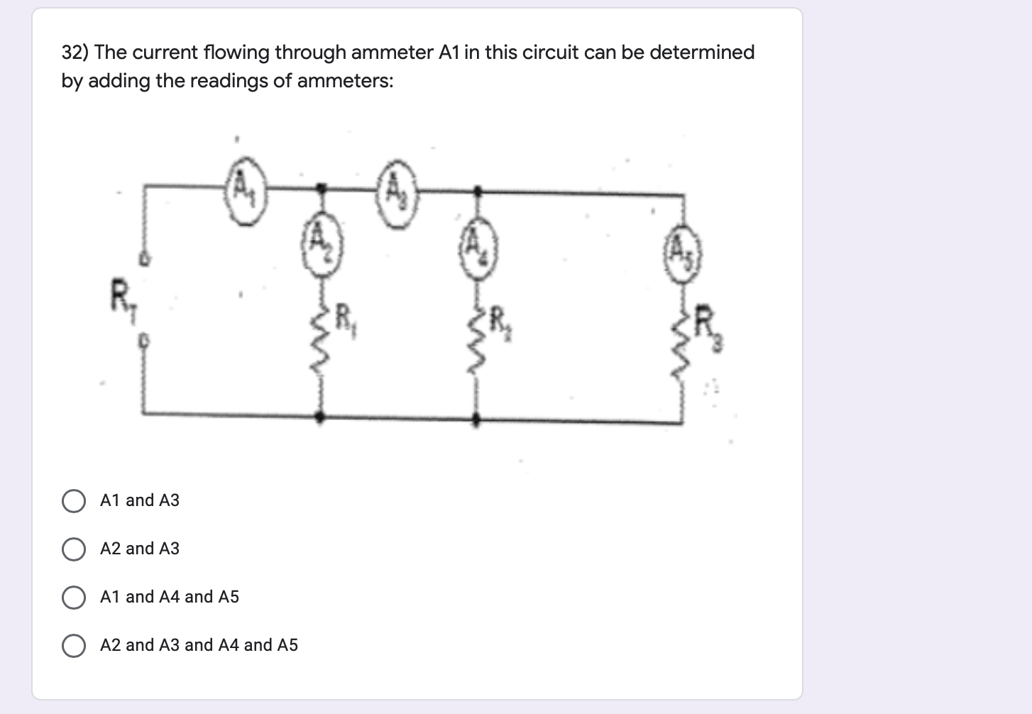 Solved 32) The current flowing through ammeter A1 in this