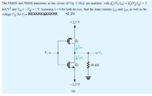 Solved The NMOS and PMOS transistors in the circuit of Fig. | Chegg.com