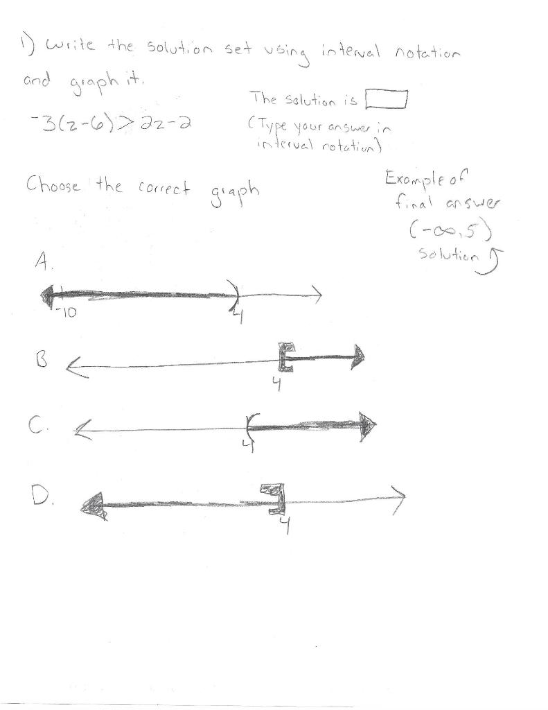 Solved 1) write the solution set using interval notation and | Chegg.com