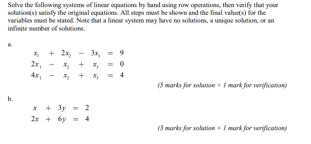 Solved Solve the following systems of linear equations by | Chegg.com