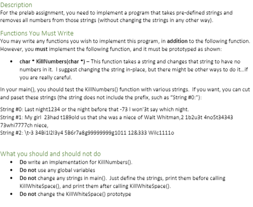 Solved Description For the prelab assignment, you need to | Chegg.com