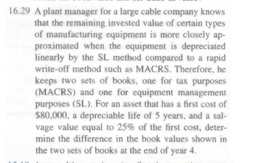 Solved 16.29 A plant manager for a large cable company knows | Chegg.com