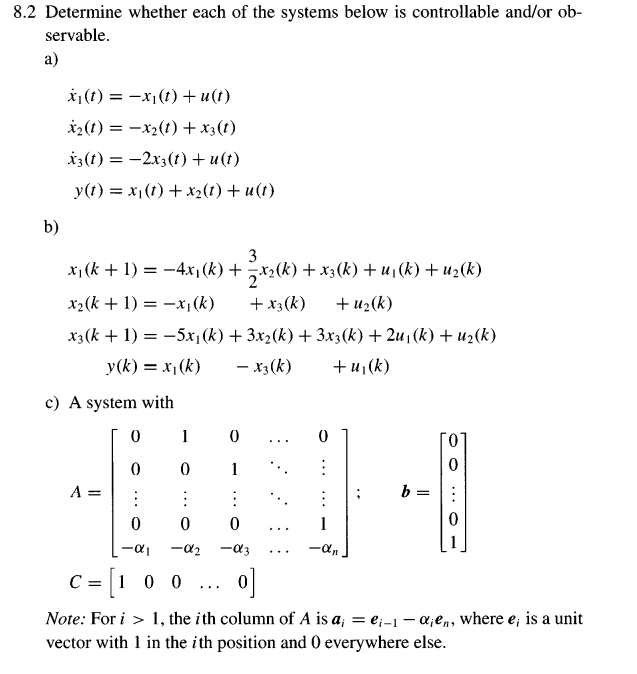 Solved 8.2 Determine whether each of the systems below is | Chegg.com