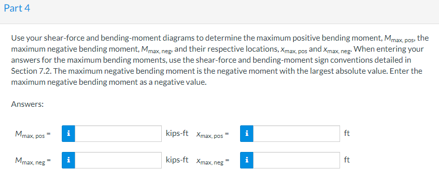 Use your shear-force and bending-moment diagrams to determine the maximum positive bending moment, \( M_{\max } \), pos, the 