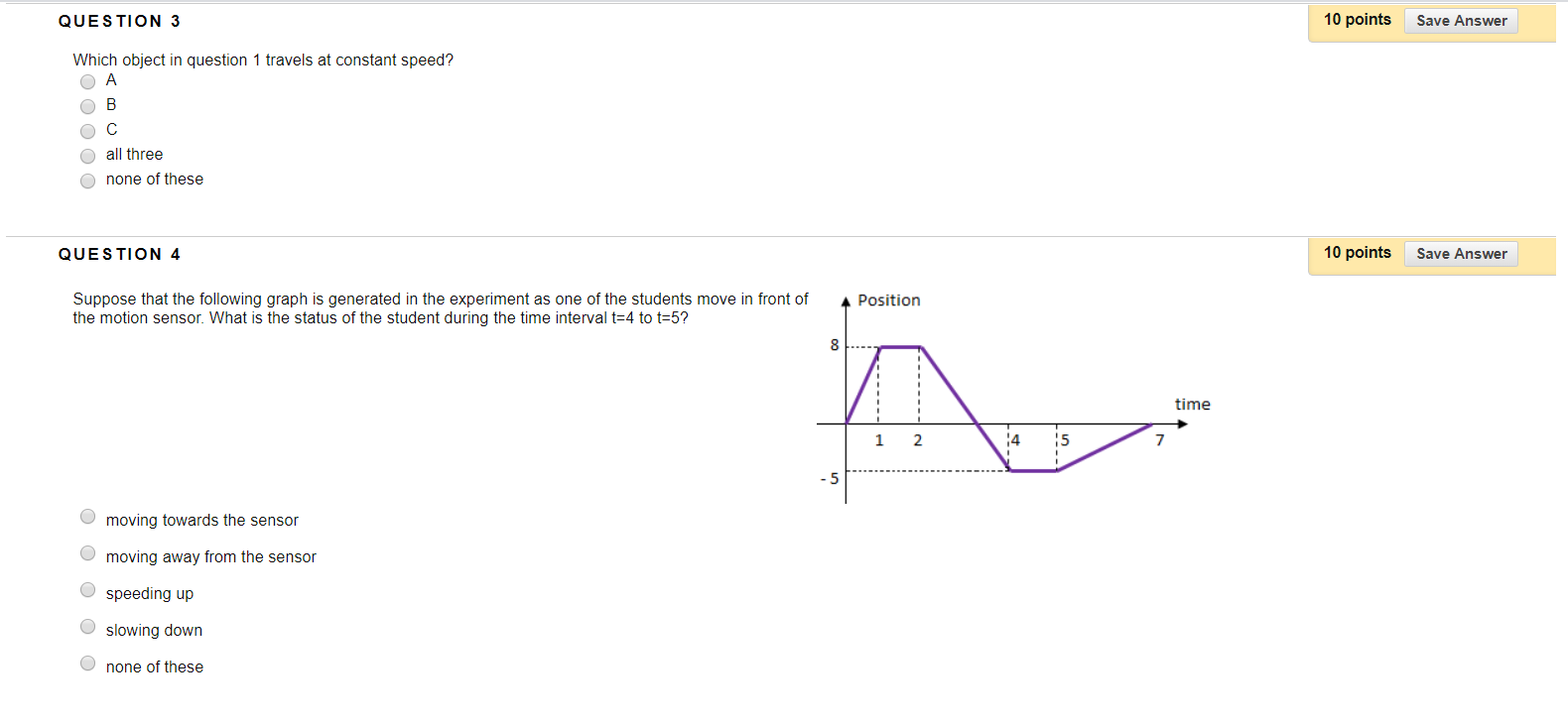 Solved QUESTION 1 10 points Saved Position as a function of | Chegg.com