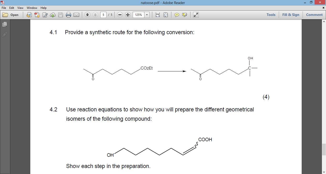 Solved 4.1 Provide a synthetic route for the following | Chegg.com