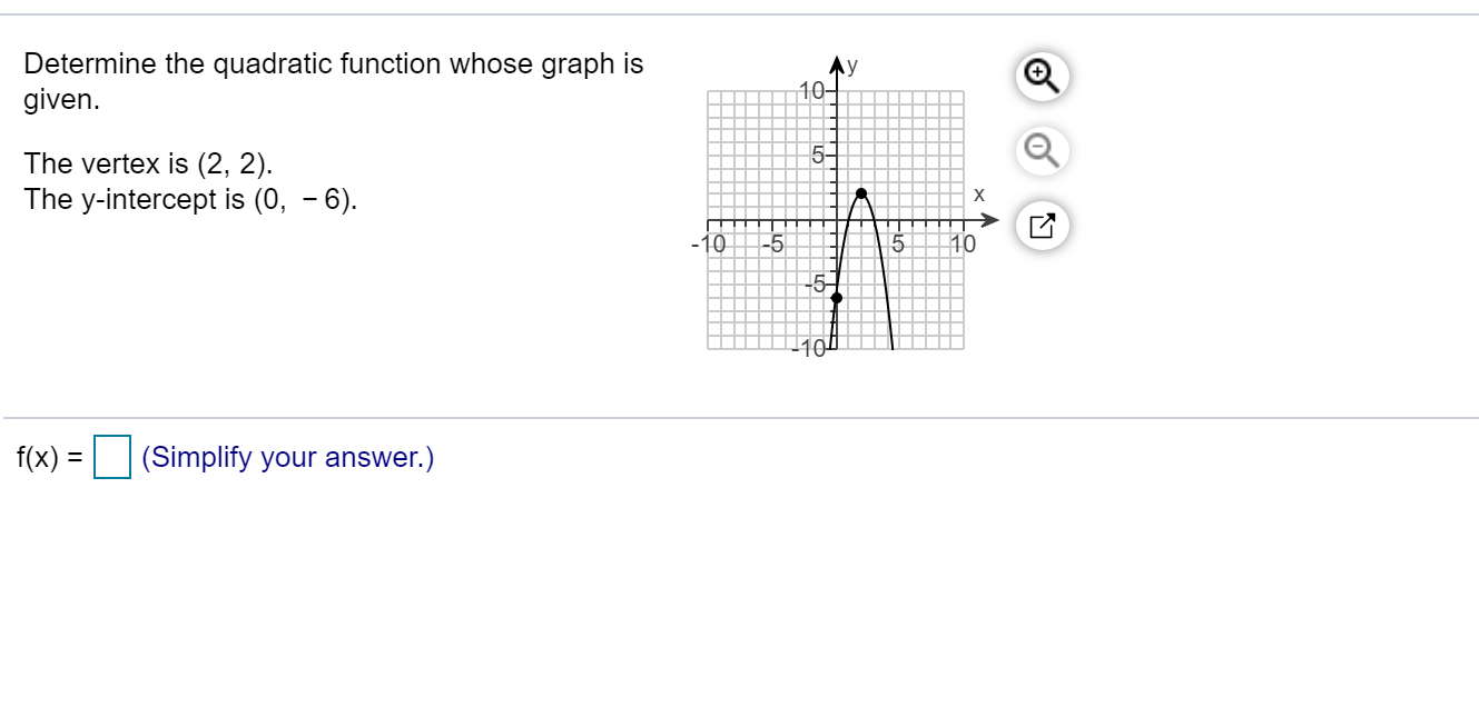 Solved Determine the quadratic function whose graph is | Chegg.com