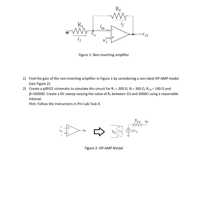 Solved Figure 1: Non-inverting Amplifier 1) Find The Gain Of | Chegg.com