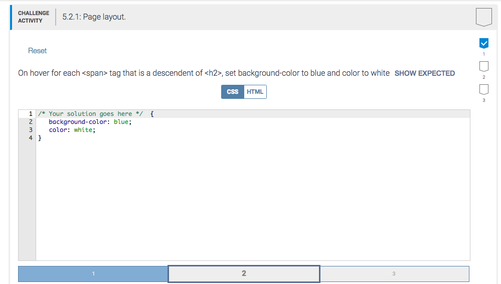 Solved CHALLENGE 5.2.1: Page layout. ACTIVITY Reset On hover | Chegg.com