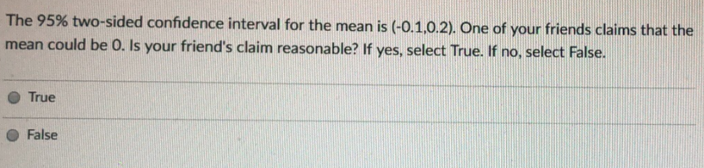 Solved The 95% two-sided confidence interval for the mean is | Chegg.com