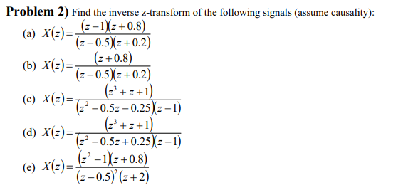 Solved Problem 2) Find the inverse z-transform of the | Chegg.com