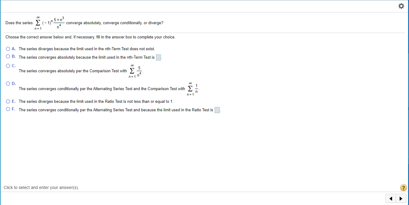 Solved Does The Series E 1 5 Converge Absolutely C Chegg Com