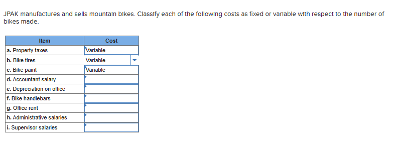 Solved JPAK Manufactures And Sells Mountain Bikes. Classify | Chegg.com