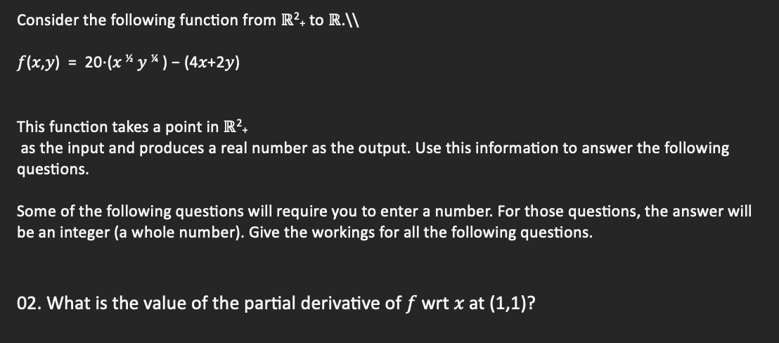 Solved Consider the following function from R2+ to R.∥1 | Chegg.com