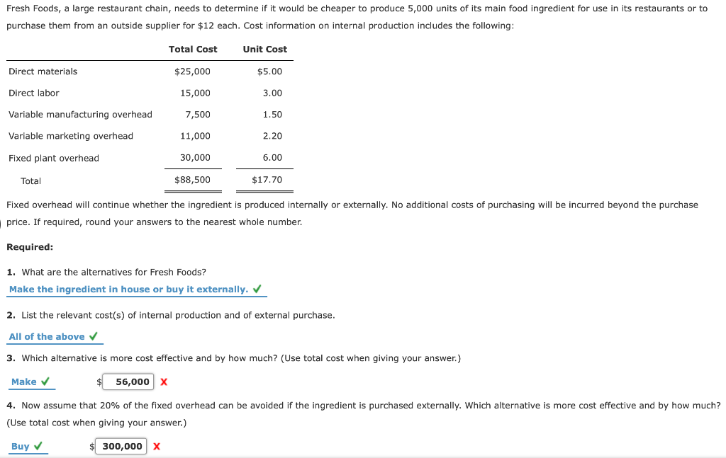 Solved Fresh Foods, a large restaurant chain, needs to
