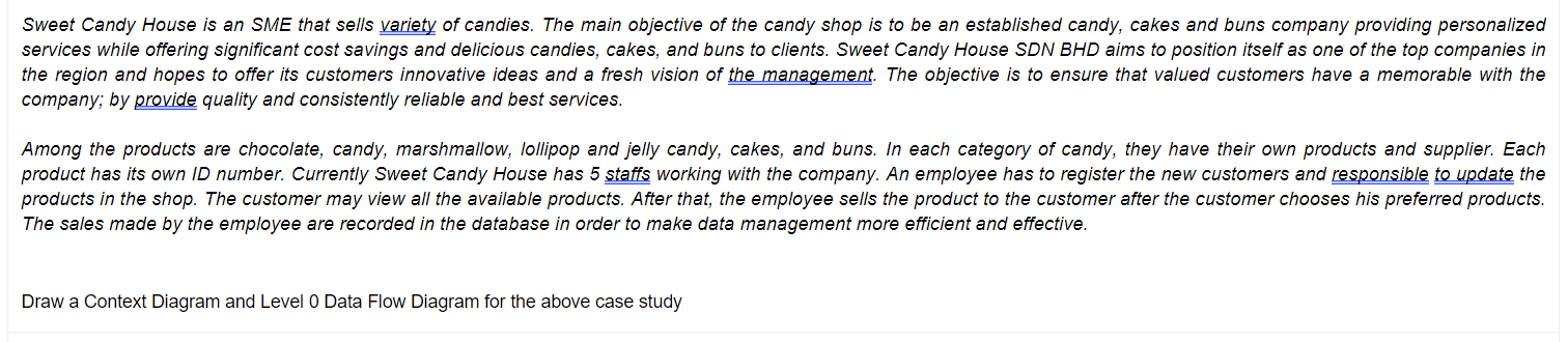 Solved Sweet Candy House is an SME that sells variety of | Chegg.com